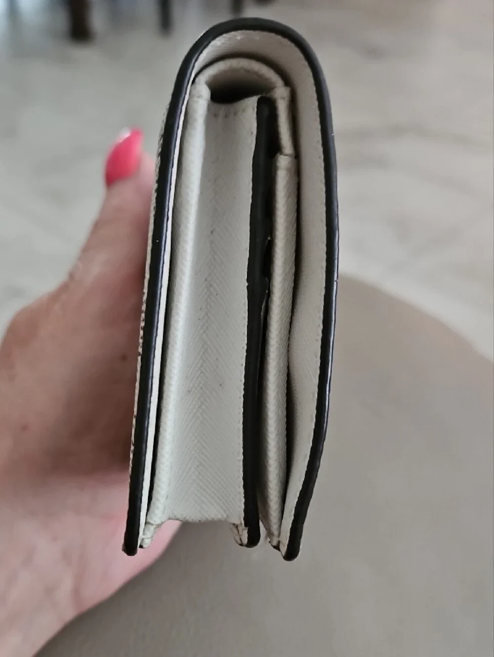 Michael Kors White and Brown MK Logo Compact Wallet